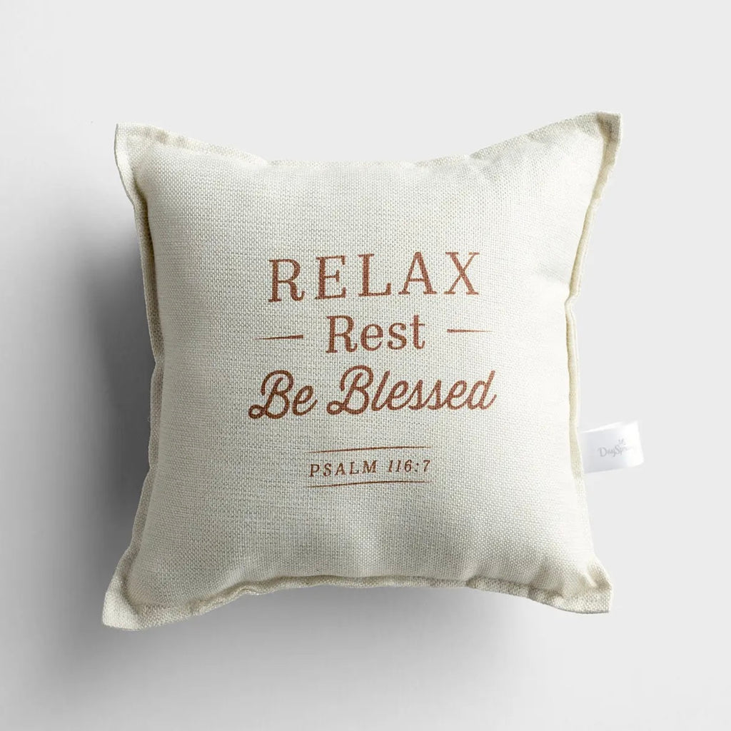 Relax, Rest, Be Blessed - Small Throw Pillow - I AM INTENTIONAL 