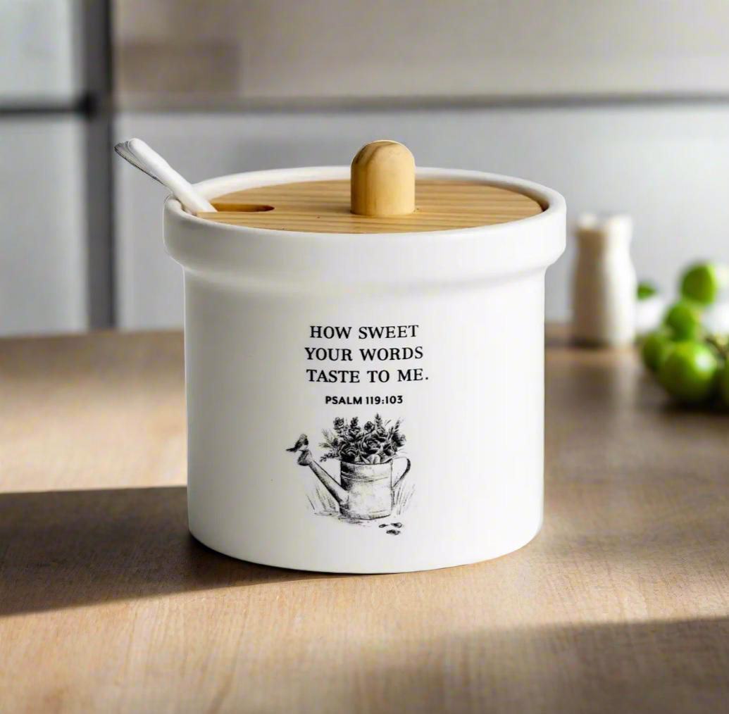 How Sweet - Condiment Jar with Ceramic Spoon - I AM INTENTIONAL