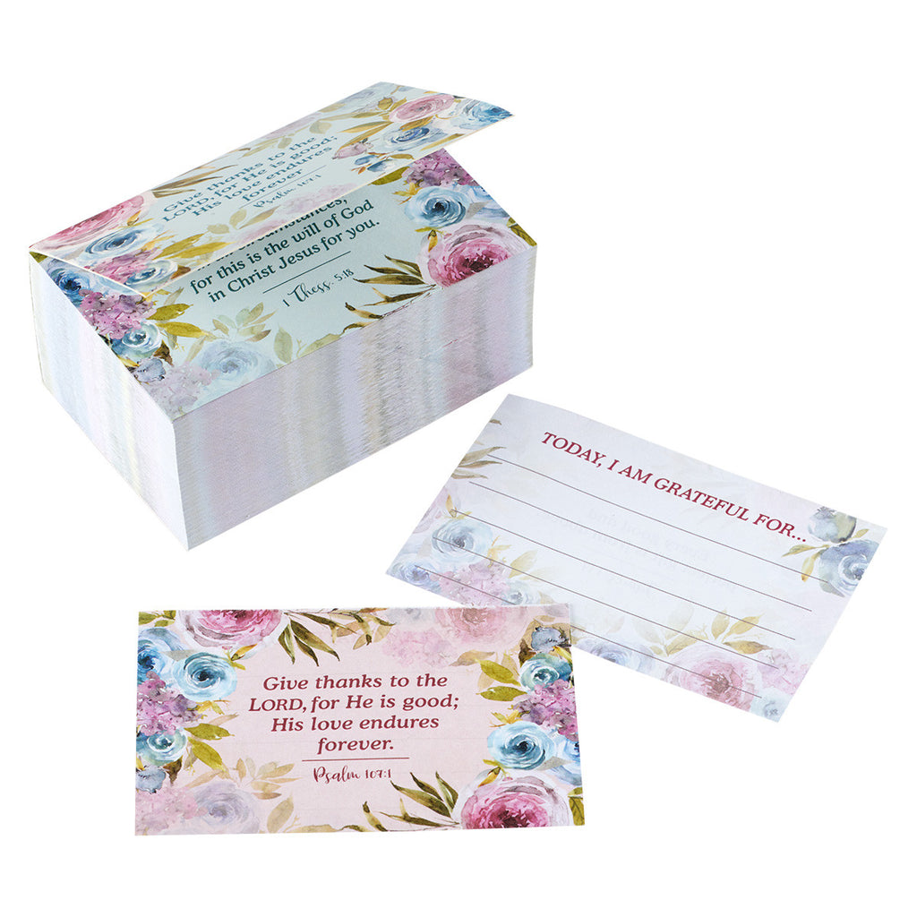 Gratitude Jar Refill Card Pack: Blue & pink ranunculus design - I AM INTENTIONAL 