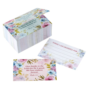 Gratitude Jar Refill Card Pack: Blue & pink ranunculus design - I AM INTENTIONAL 