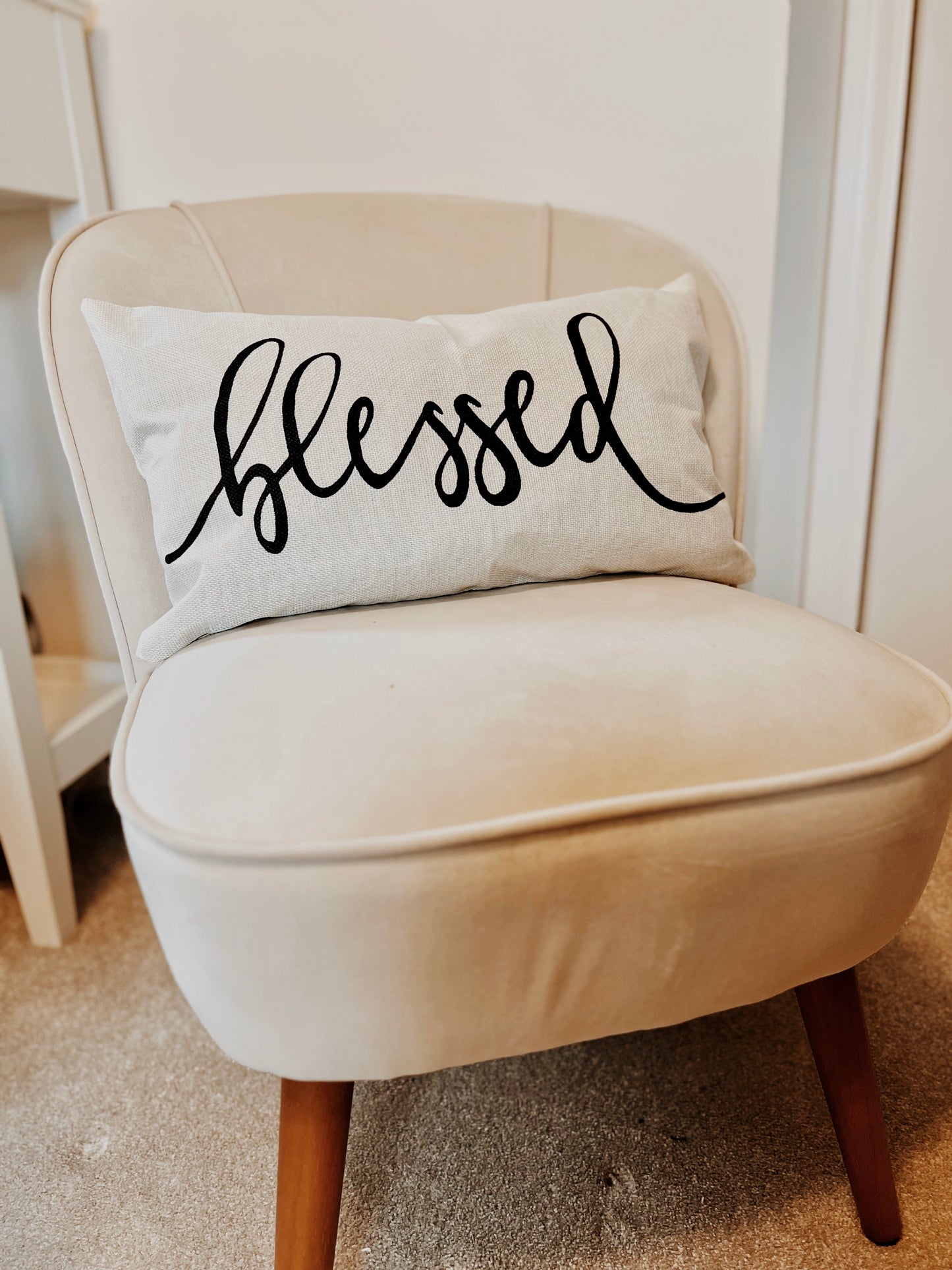 Blessed Embroidered Linen Throw Pillow Cover - I AM INTENTIONAL