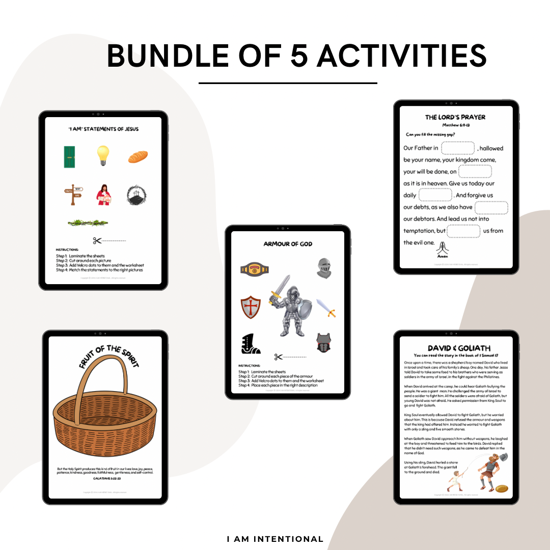 Bundle of 5 Activities - I AM INTENTIONAL 