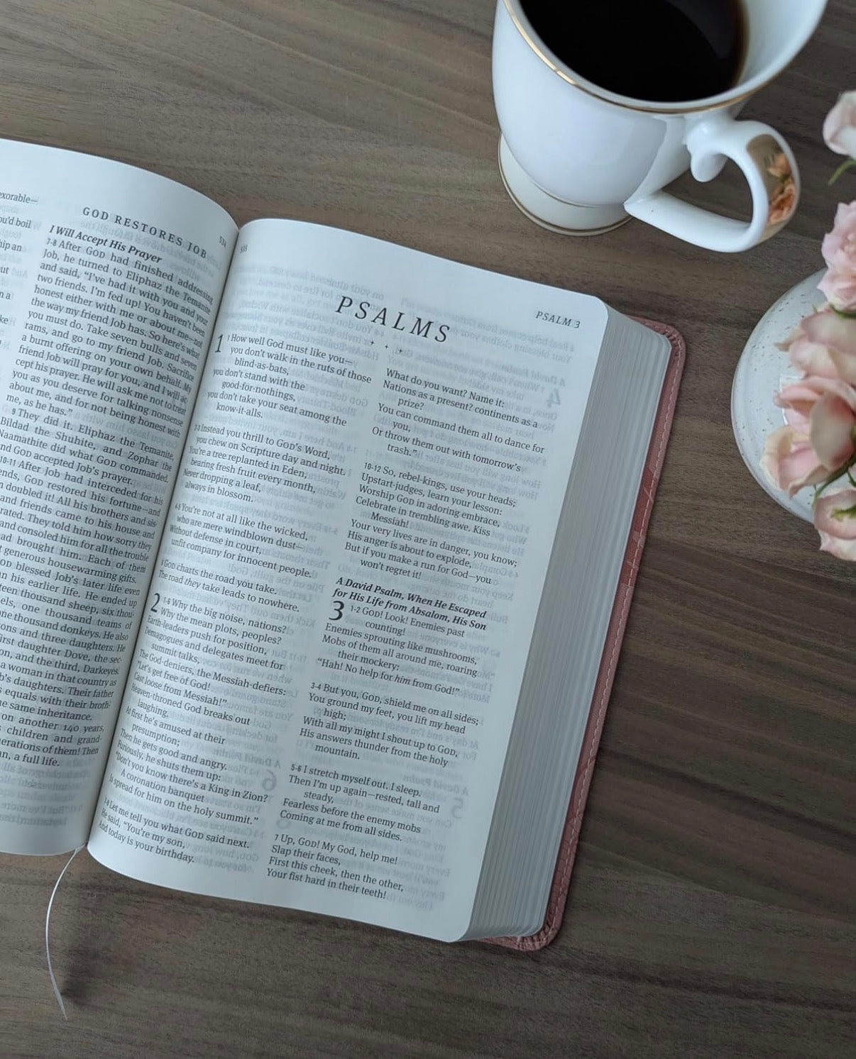 The Message Deluxe Gift Bible, Large Print (Leather-Look, Dusty Pink Floral) - I AM INTENTIONAL 