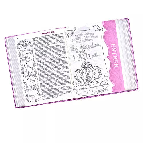 Purple Glitter My Creative Bible for Girls - an ESV Journaling Bible - I AM INTENTIONAL 