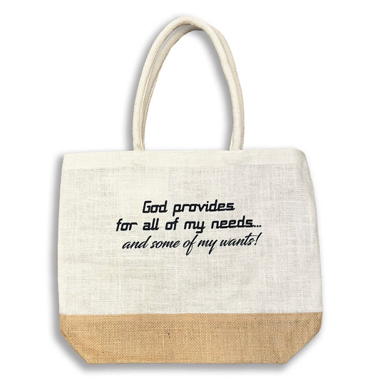 God Provides Jute Tote Bag - I AM INTENTIONAL 
