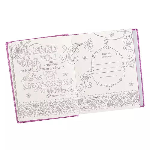 Purple Glitter My Creative Bible for Girls - an ESV Journaling Bible - I AM INTENTIONAL 