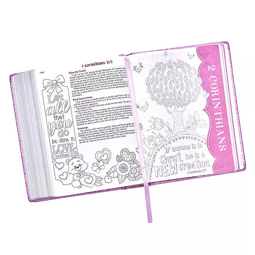 Purple Glitter My Creative Bible for Girls - an ESV Journaling Bible - I AM INTENTIONAL 
