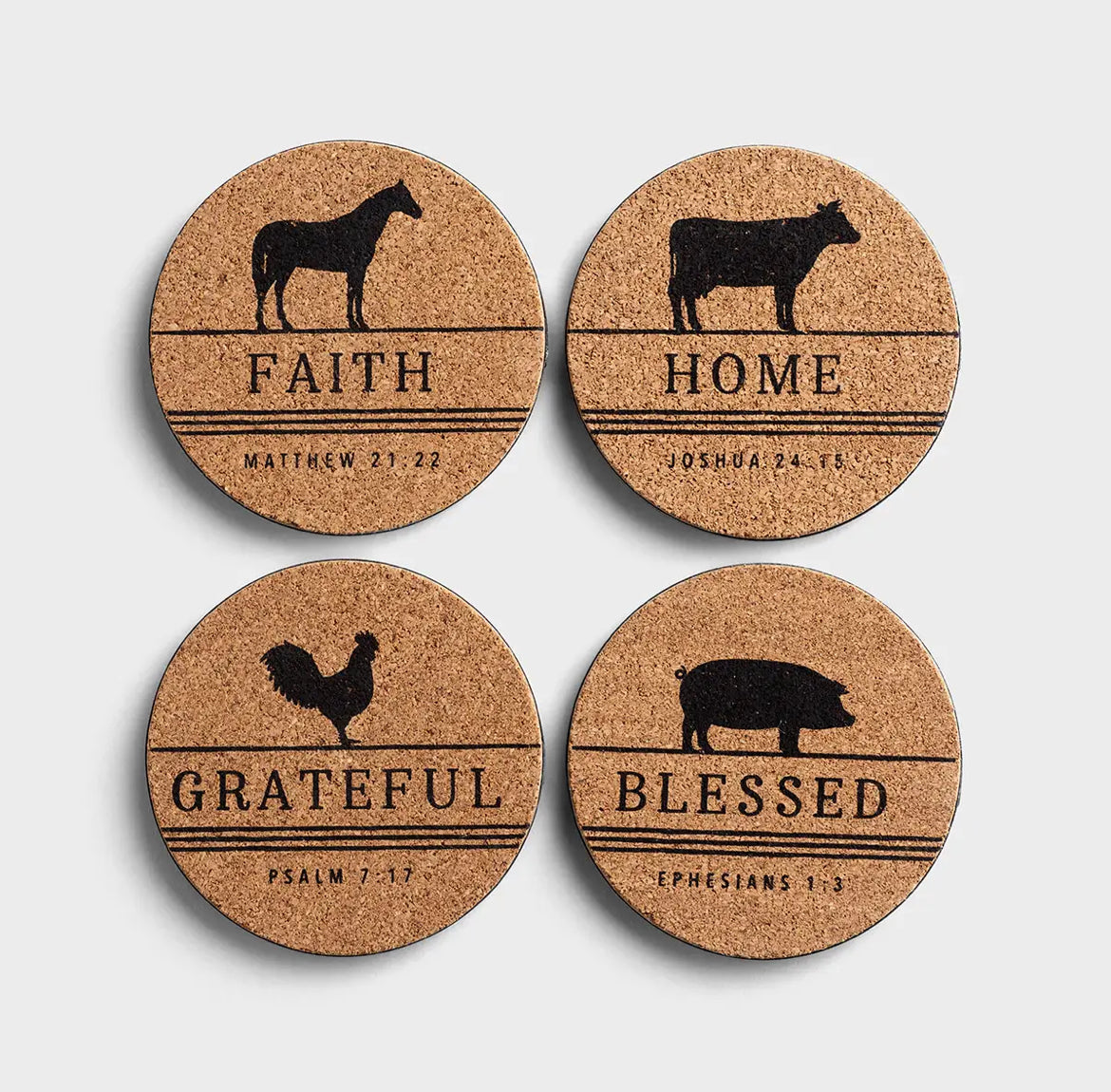 Farm Faith - Cork & Metal Coasters