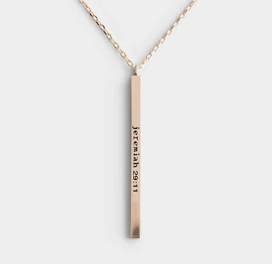 Adventure Awaits - Jeremiah 29:11 - Gold Bar Necklace - I AM INTENTIONAL 