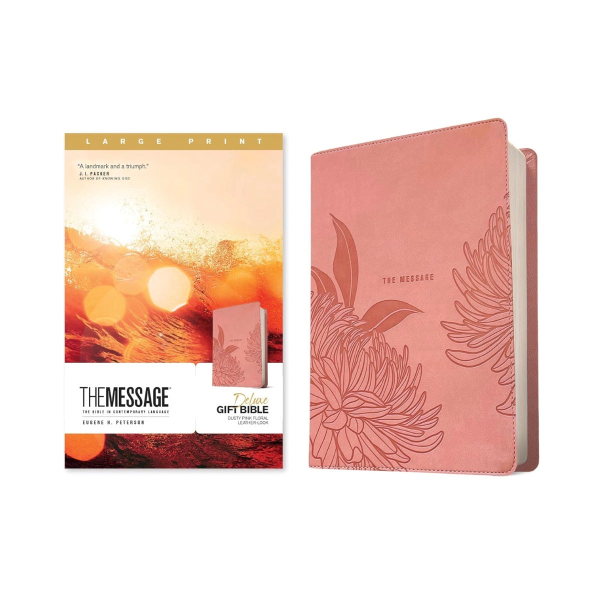 The Message Deluxe Gift Bible, Large Print (Leather-Look, Dusty Pink Floral) - I AM INTENTIONAL 