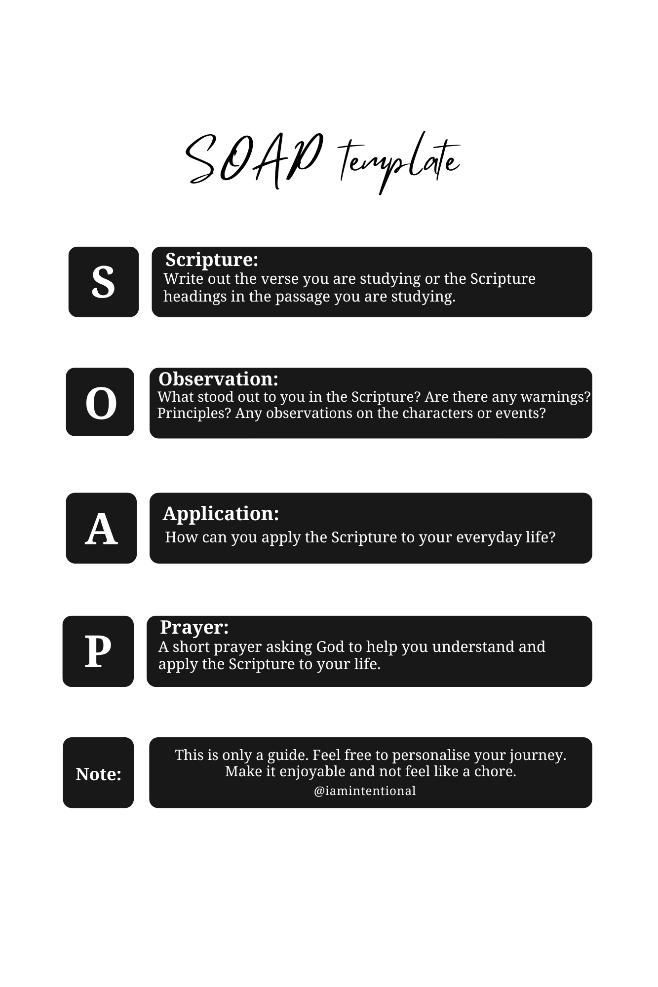 SOAP Bible Study Journal: Guided Scripture Reflection and Application | Christian Bible Study Ebook - I AM INTENTIONAL 